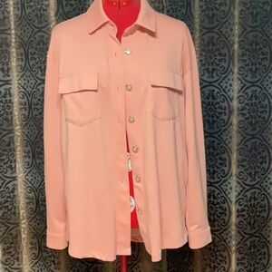 Hem & Thread Pink Boxy Button Down Shirt with Notched Collar
